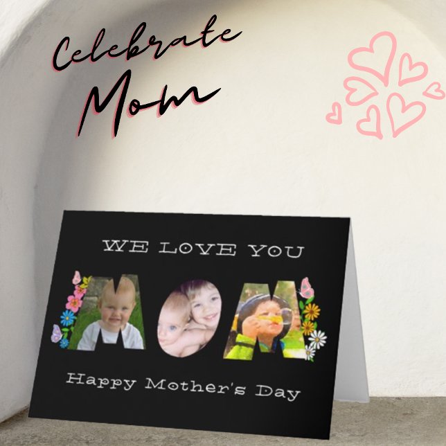 We Love You Mum! Daisy Butterfly Photo & Name Card (Creator Uploaded)