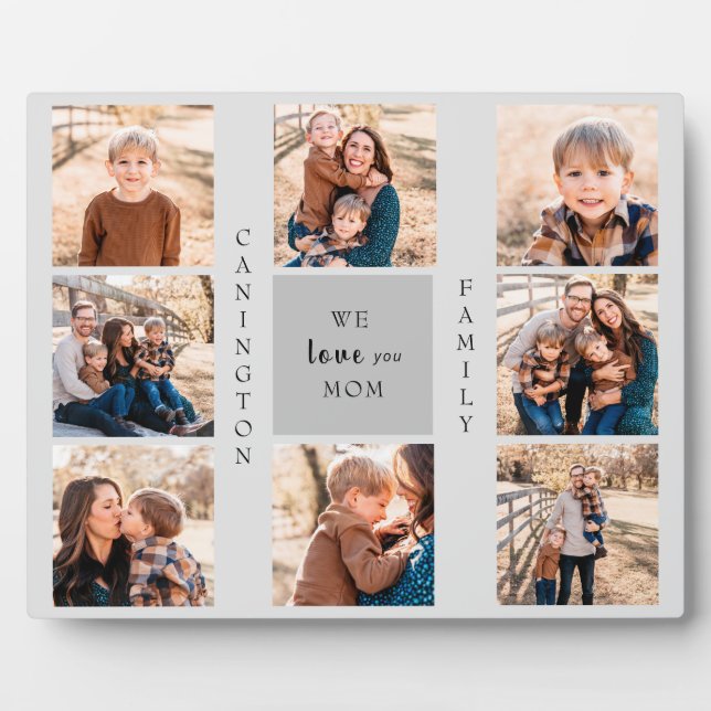 We love You Mum Family Name Photo Collage Plaque (Front)
