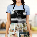 WE LOVE YOU MUM Family Photo Collage Script Modern Apron<br><div class="desc">Perfect gift for Mother's Day,  Birthday,  or the Holidays: A modern,  sweet apron customised with ten of your personal favourite photos as well as a message,  names for the best mum ever. This is the stylish black and white striped version.</div>