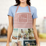 WE LOVE YOU MUM Family Photo Collage Script Modern Apron<br><div class="desc">Perfect gift for Mother's Day,  Birthday,  or the Holidays: A modern,  sweet apron customised with ten of your personal favourite photos as well as a message,  names for the best mum ever. This is the stylish dusty blush pink and white striped version.</div>