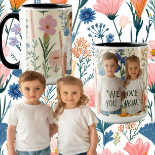 We Love You Mum Greenery Leaves Mothers Day Photo  Mug