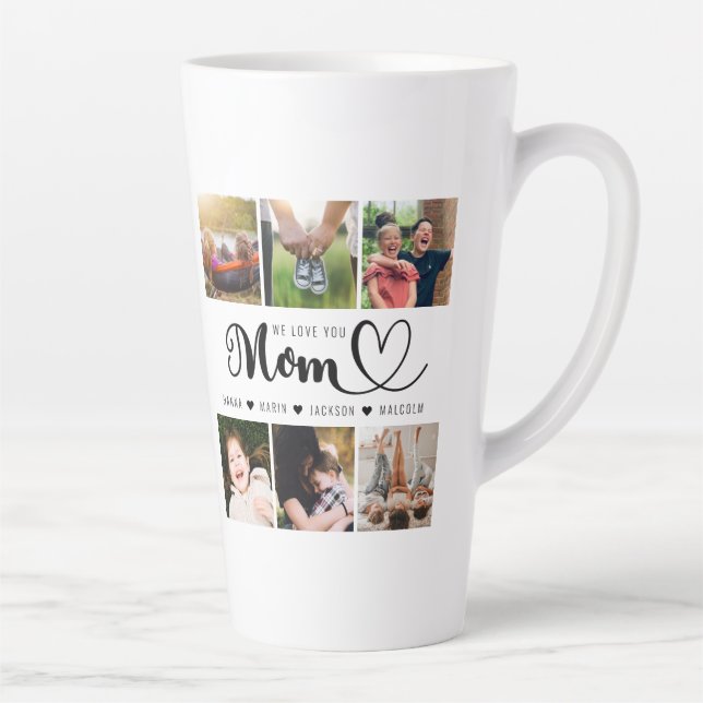 We Love You Mum Kids Names Photo Collage Latte Mug (Right)