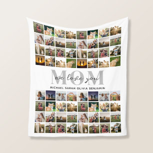 We Love You Mum Personalised 64 Photo Collage Fleece Blanket