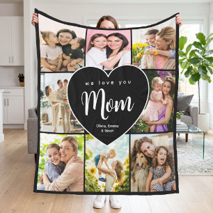 We Love You Mum Personalised 8 Photo Collage Fleece Blanket