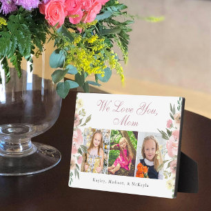 We Love You Mum Pink Floral Mother's Day Photo Plaque