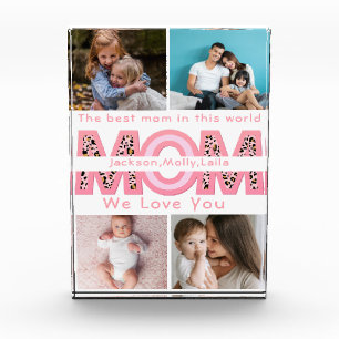 We Love You Mum Pink Minimalist 6 Photo collage Block