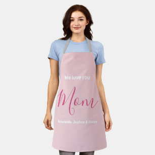 We Love You Mum Pink Minimalist  Apron