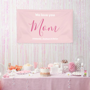We Love You Mum Pink Minimalist  Banner