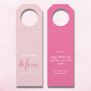 We Love You Mum Pink Minimalist Bottle Tag