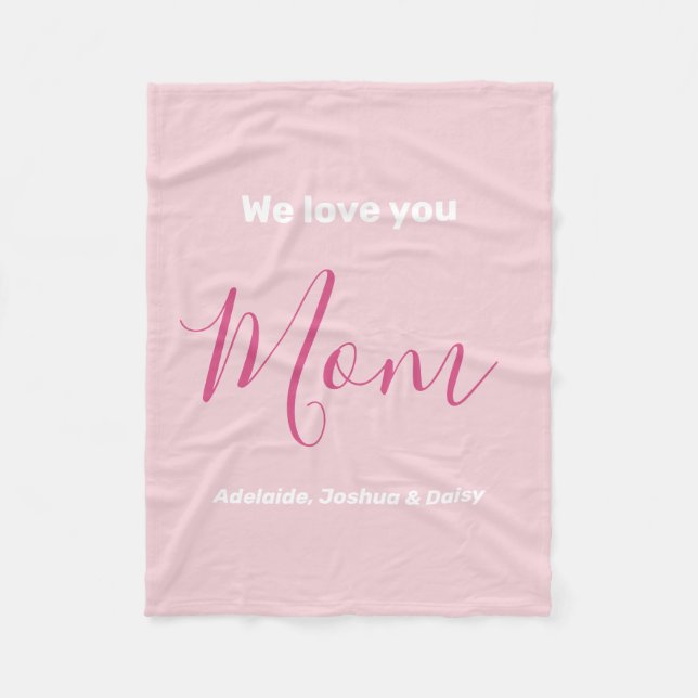 We Love You Mum Pink Minimalist  Fleece Blanket (Front)