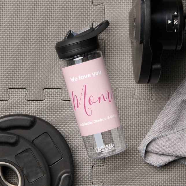 We Love You Mum Pink Minimalist  Water Bottle (Gym)