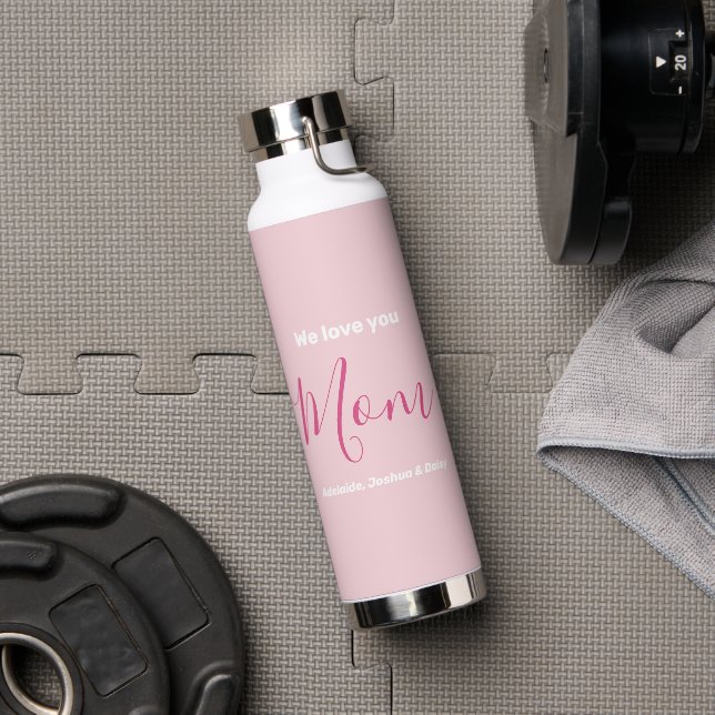 We Love You Mum Pink Minimalist  Water Bottle (Gym)