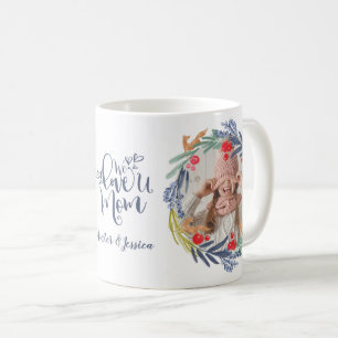 We Love You Mum   Watercolor foliage Wreath Photos Coffee Mug
