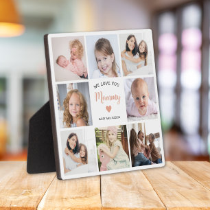 We Love You Mummy 8 Photo Collage Pink Heart Plaque