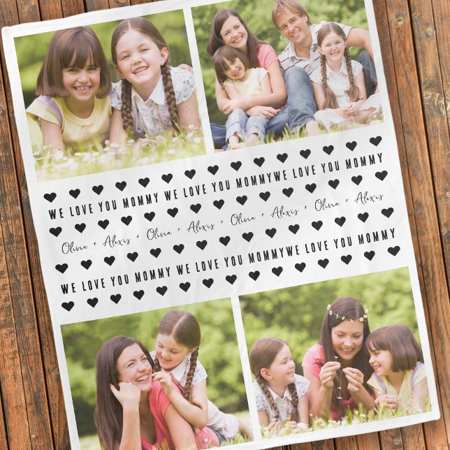 We Love You Mummy Kid's Names Photo Keepsake Fleece Blanket (Creator Uploaded)