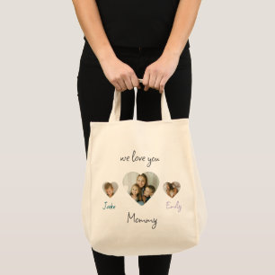 We Love You Mummy Personalised Heart Photos  Tote Bag