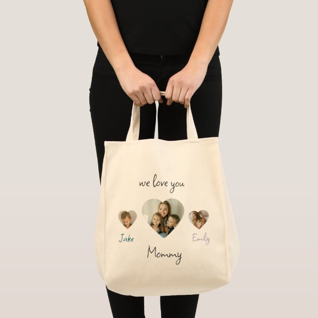 We Love You Mummy Personalised Heart Photos  Tote Bag (Front (Product))