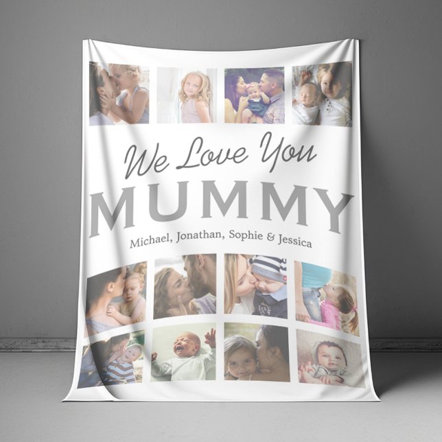 We Love You Mummy Photo Collage Fleece Blanket (Creator Uploaded)