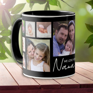We Love You Nana 13 Photo Collage Black   Mug