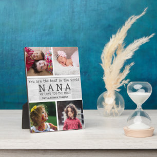 We Love You Nana 4 Photo Collage Grey Wood Plaque