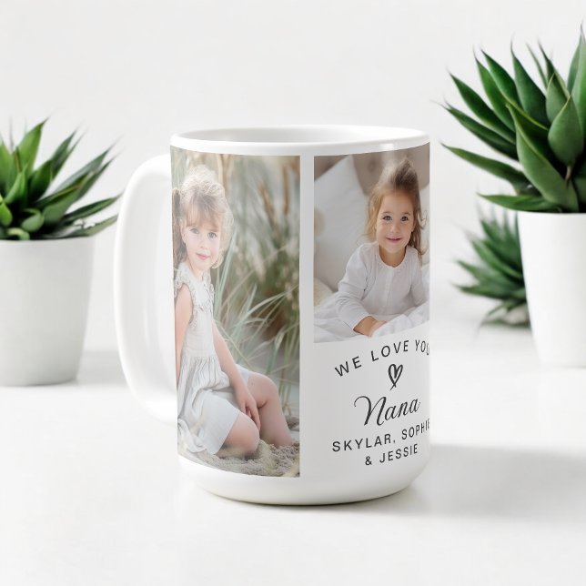 We Love You Nana Grandchildren Photo Collage Coffee Mug (Personalize with your selected photos and text.)
