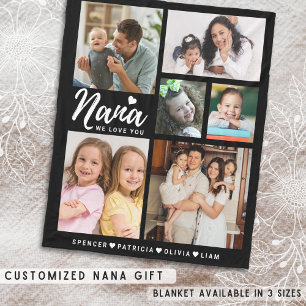 We Love You Nana Grandkids Names 6 Photo Collage Fleece Blanket