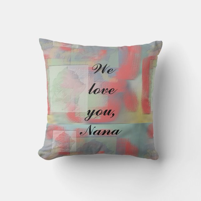We Love You Nana Grandmother Keepsake Red Rose Cushion (Front)