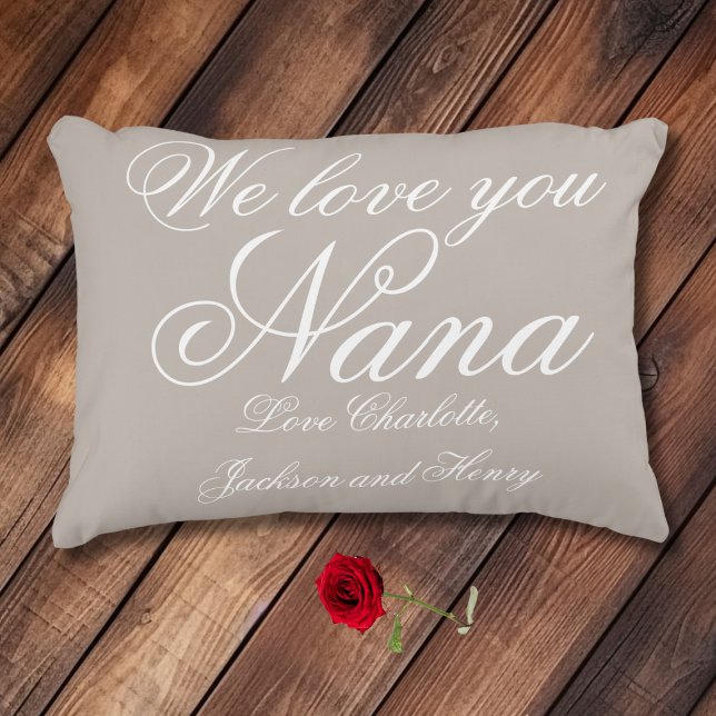 We love you NANA Lumbar Throw Pillow Personalised. ("We love you NANA" Lumbar Throw Pillow Personalized.)