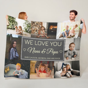 We Love You Nana & Papa 8 Photo Fleece Blanket