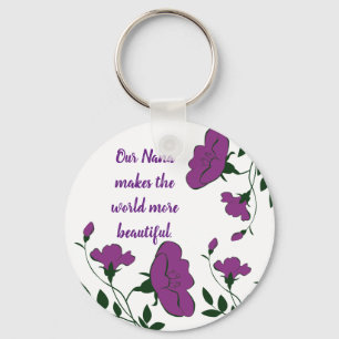 We Love You Nana Purple Flower Grandma Key Ring