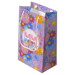 We Love You Nana wildflowers BOHO Personalised Small Gift Bag
