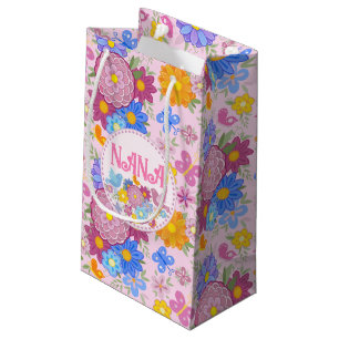 We Love You Nana wildflowers BOHO Personalised Small Gift Bag