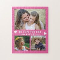 We Love You Oma 3 Photo Collage Pink Grandma