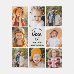 We Love You Oma Family Modern Photo Collage Fleece Blanket