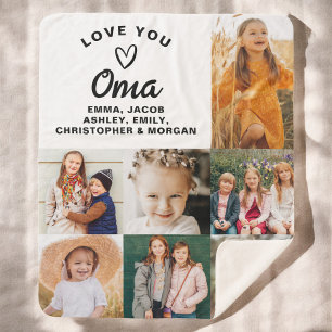 We Love You Oma Family Modern Photo Collage Sherpa Blanket