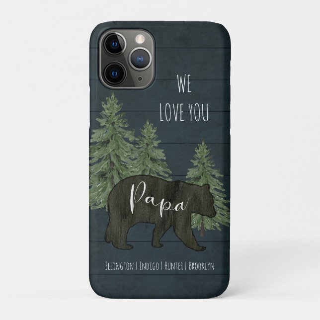 We Love You Papa Bear Forest Grandchildren Blue Case-Mate iPhone Case (Back)