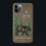 We Love You Papa Bear Forest Personalised iPhone 11 Pro Case<br><div class="desc">We Love You Papa Bear Forest Personalised iPhone 11 Pro Case helps show your "Papa Bear" just how much you love him! Rustic wooden background with hand painted forest trees and a black silhouette bear with typography script text "Papa" and his grandchildren's names. Art by internationally licensed artist and product...</div>