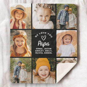 We Love You Papa Family Instagram Collage Photos Sherpa Blanket