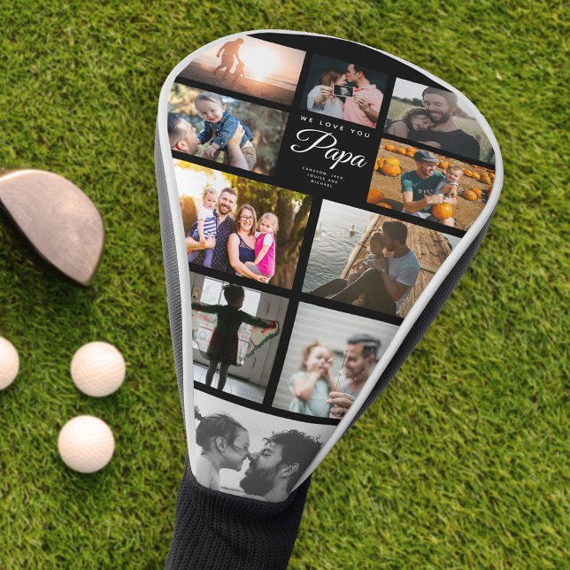 We Love you Papa Family Photo Collage Cool Trendy Golf Head Cover (Creator Uploaded)