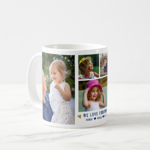 We Love You Papa Grandkids 5 Photo Collage   Coffee Mug