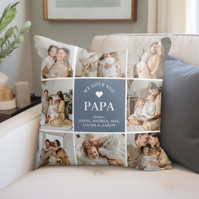 We Love You Papa Personalised Photo Throw Pillow (Creator Uploaded)