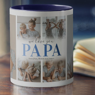 We Love You Papa Photo Collage Mug