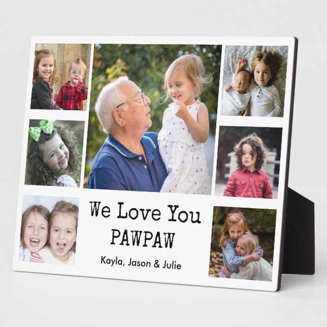 We Love You Pawpaw Grandkids 7 Photo Collage    Plaque (Side)