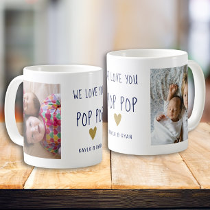 We Love You Pop Pop Grandpa  2 Photo Collage  Coffee Mug