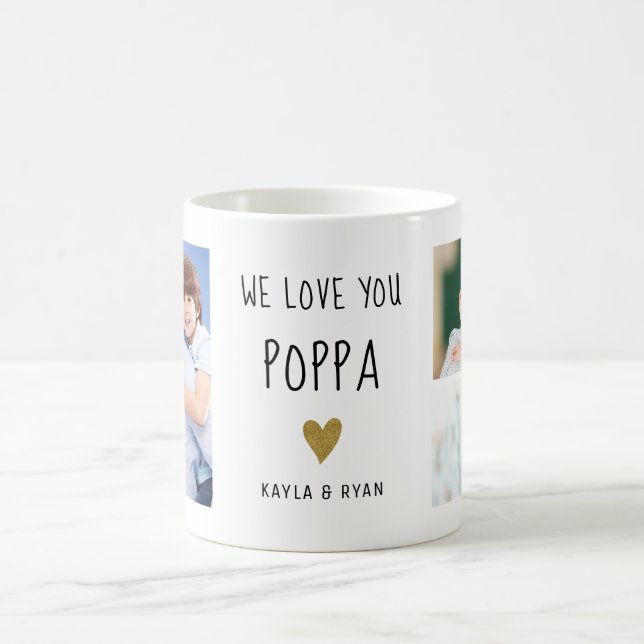 We Love You Poppa 3 Photo Collage Grandpa  Coffee Mug (Center)