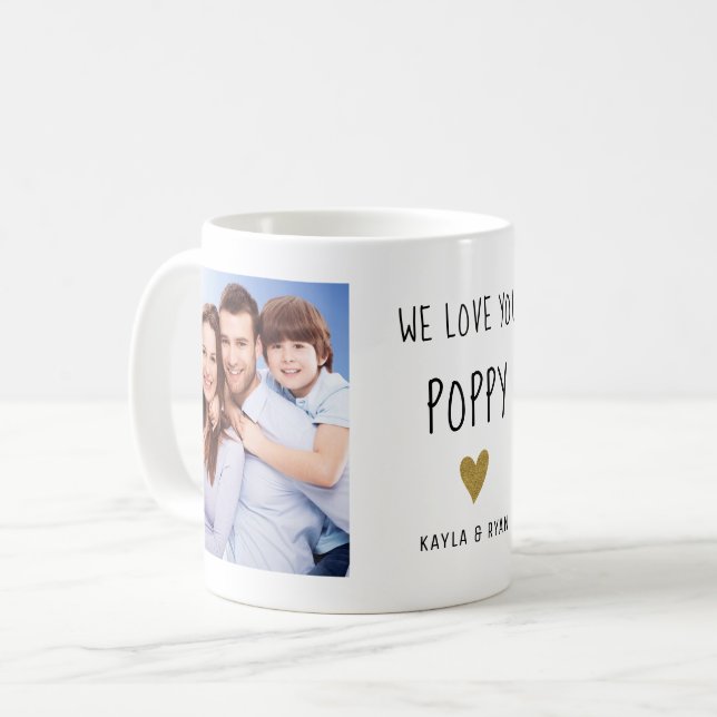 We Love You Poppy 3 Photo Collage Grandpa  Coffee Mug (Front Left)