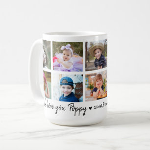 We Love You Poppy GrandKids Names 10 Photo Collage Coffee Mug