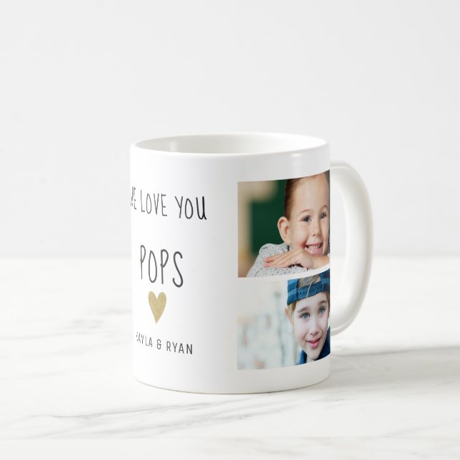 We Love You Pops 3 Photo Collage Grandpa  Coffee Mug (Front Right)