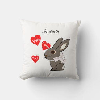 "We Love You" Rabbit Throw Pillow