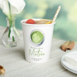 We love you so Matcha Baby Shower Paper Cups